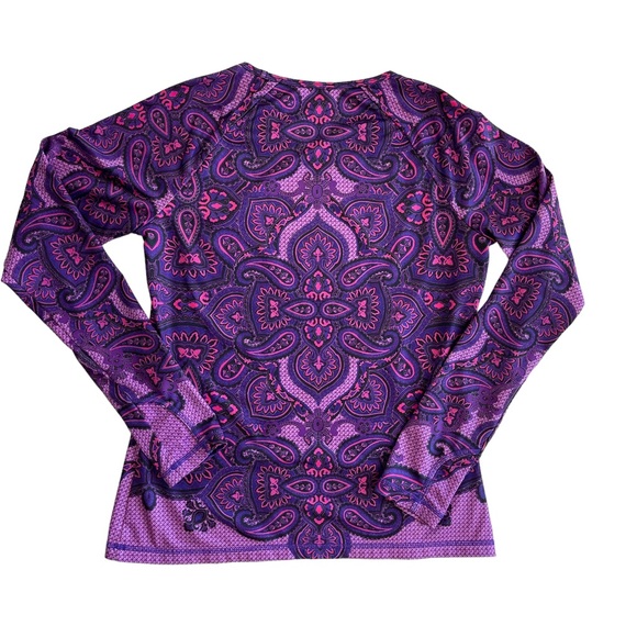 Athleta: Purple and Pink, Paisley, Athletic, long sleeve shirt,thumb hol… - Picture 8 of 16